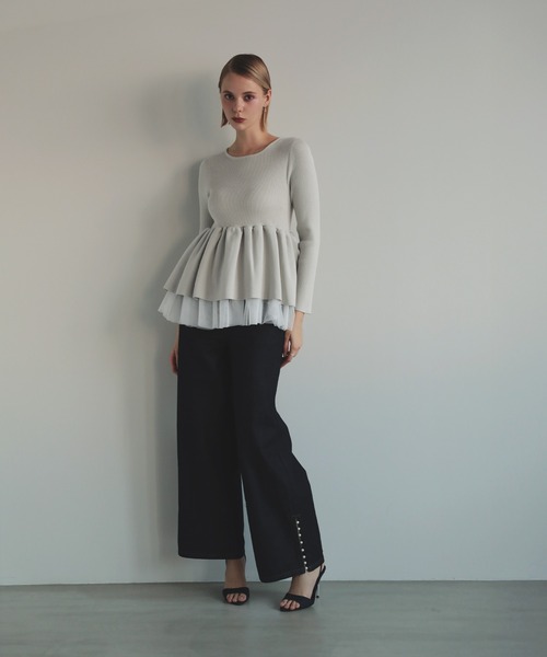 MERAKI ニット セーター 裾チュールペプラムニット レディース