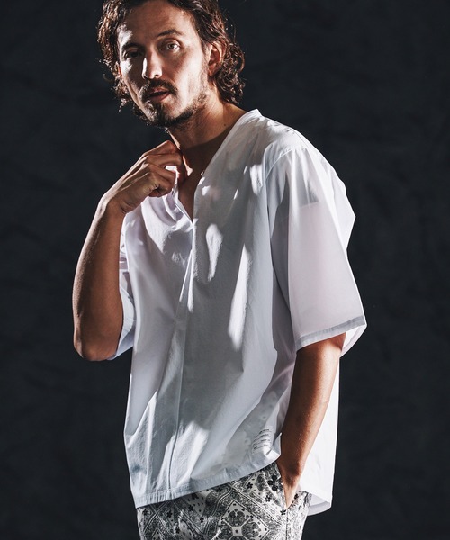 wjk reluxe tシャツ mt10162-cool touch key neck pullover キーネック