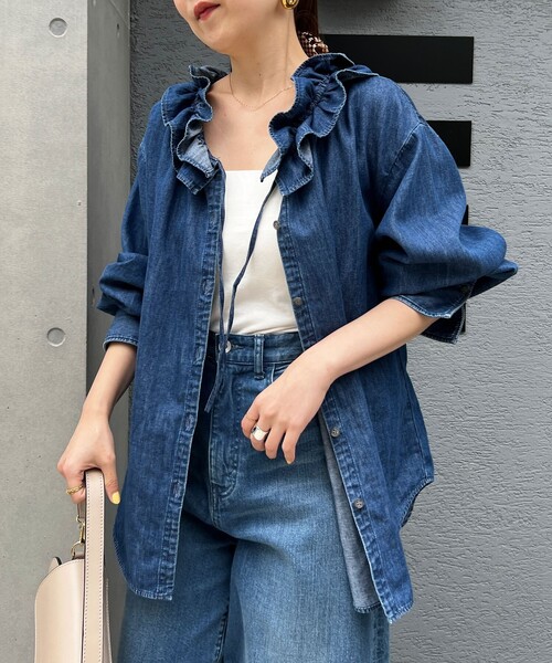 Rie Miller（リエミラー） ブラウス シャツ 「RM denim」フリル