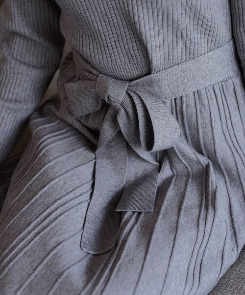 「Tiaclasse」 ニットワンピース 9号 チャコールグレー レディース_画像6