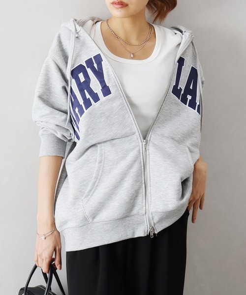 SpRay（スプレイ） パーカー 貼付ロゴダブルZIPパーカー レディース