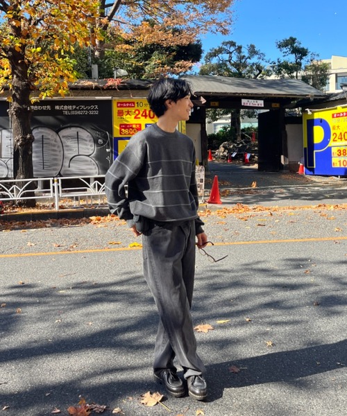 「BROKEN BASE」 長袖ニット MEDIUM チャコール メンズ_画像7