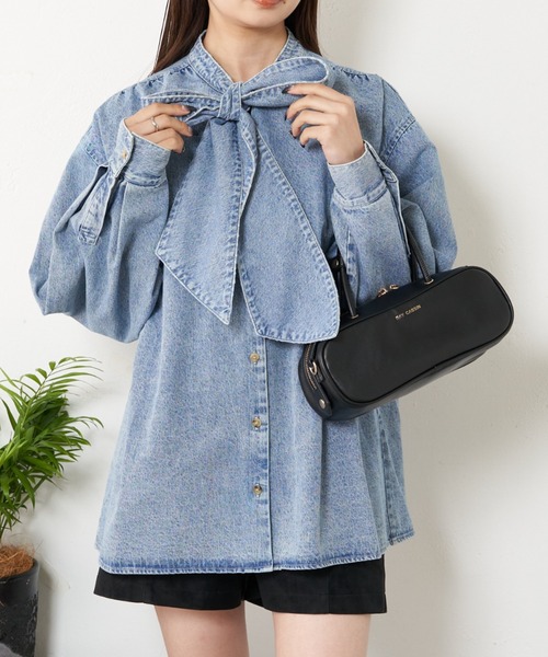 「RAY CASSIN」 長袖ブラウス FREE ネイビー レディース_画像2