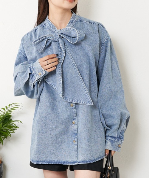 「RAY CASSIN」 長袖ブラウス FREE ネイビー レディース_画像6