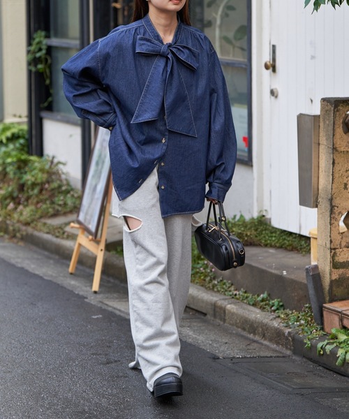 「RAY CASSIN」 長袖ブラウス FREE ネイビー レディース_画像10