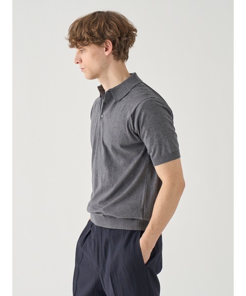 美品✨ ジョンスメドレー 半袖 ポロシャツ ニット ニットポロ M グレー JOHN SMEDLEY（ジョンスメドレー） ポロシャツ 半袖 半袖コットン
