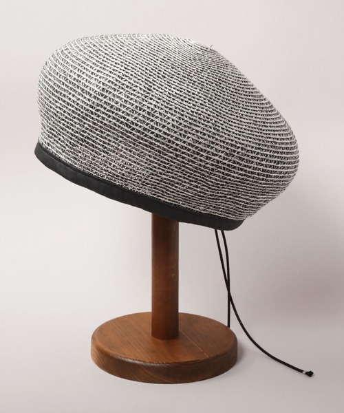 【カシラ】ボリューム ビッグ リボン メタル ロゴ ペーパー ハット グレージュ CA4LA（カシラ） 帽子 ベレー帽 REVERSIBLE LPB BERET メンズ