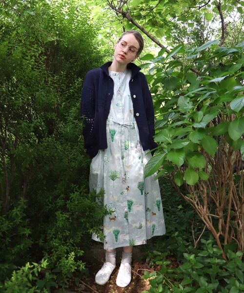 「haupia」 ニットカーディガン MEDIUM ネイビー レディース_画像5