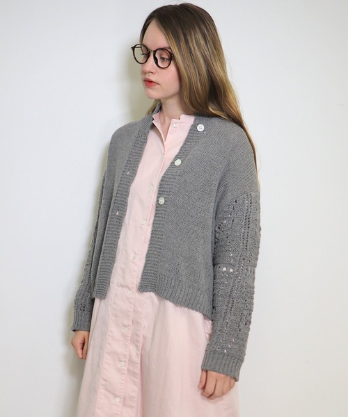 「haupia」 ニットカーディガン MEDIUM ネイビー レディース_画像8