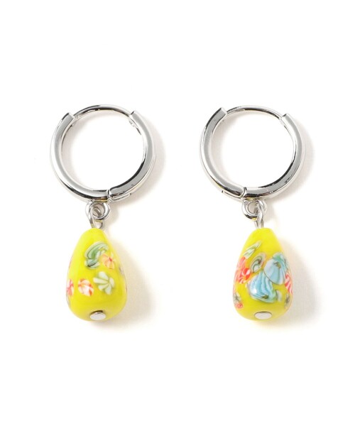 ピアス ガラス ボール フープ ピアス レディースの画像