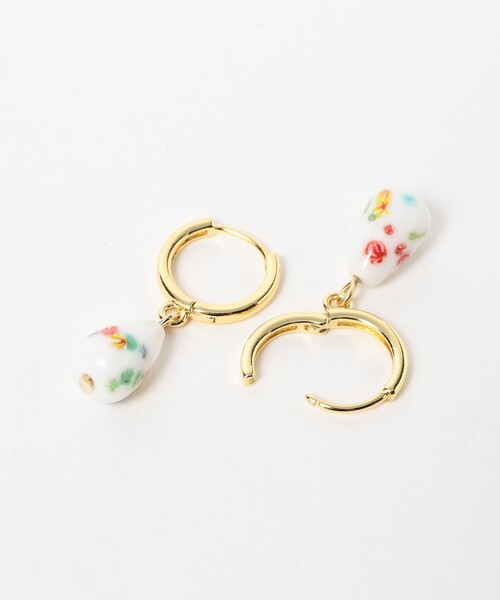ピアス ガラス ボール フープ ピアス レディースの画像