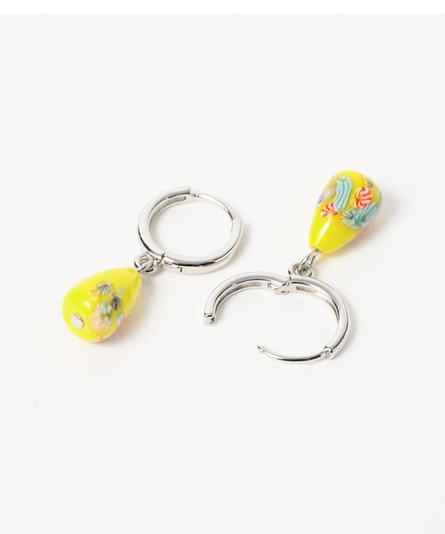 ピアス ガラス ボール フープ ピアス レディースの画像