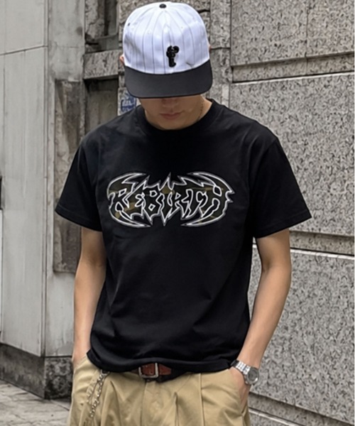 SPINNS（スピンズ） tシャツ 短丈パッチワークロゴ半袖Tシャツ