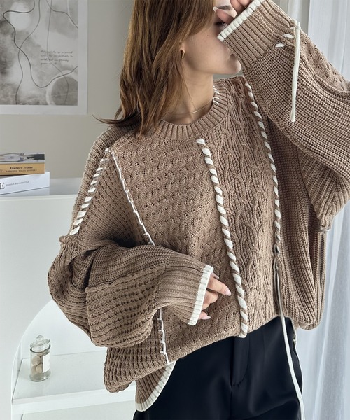 「classicalelf」 長袖ニット LARGE モカ レディース_画像5