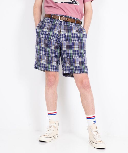 パンツ ダブルガーゼチェックショーツ メンズの画像