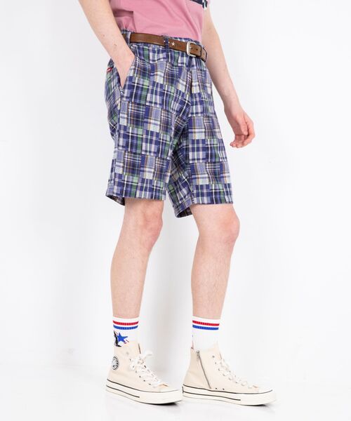 パンツ ダブルガーゼチェックショーツ メンズの画像