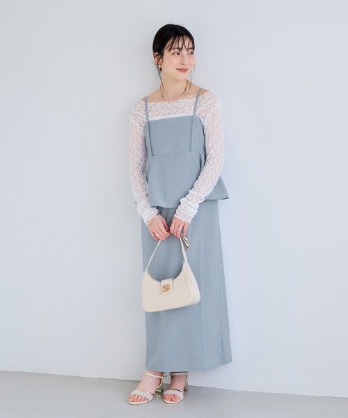 ワンピース 美easyリネンライクペプラム切替キャミワンピ/ イージーケア・接触冷感・セットアップ対応の画像