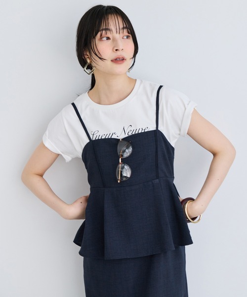 ワンピース 美easyリネンライクペプラム切替キャミワンピ/ イージーケア・接触冷感・セットアップ対応の画像