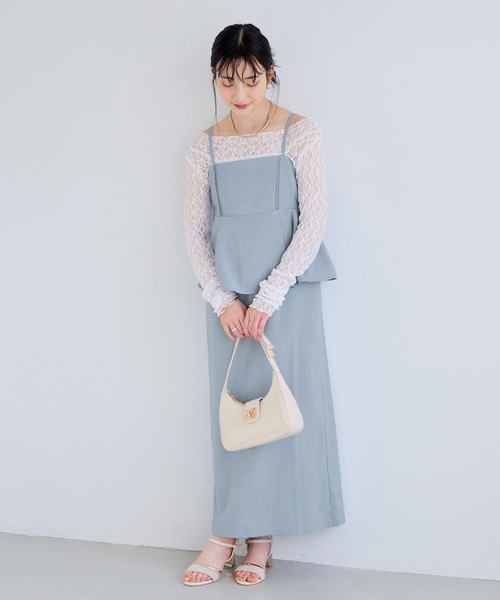 ワンピース 美easyリネンライクペプラム切替キャミワンピ/ イージーケア・接触冷感・セットアップ対応の画像