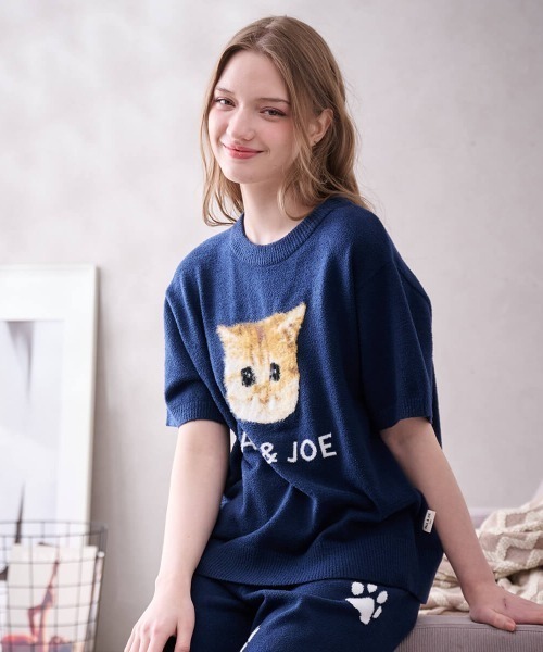 新品ポール＆ジョー パジャマ 猫 ヌネット 半袖 半ズボン L セットアップBE PAUL&JOE（ポール＆ジョー） パジャマ ルームウェア ふわふわヌネット
