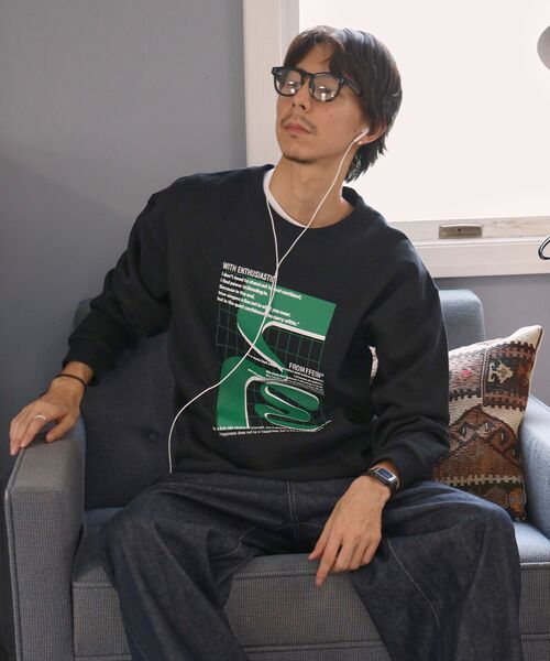 「FFEIN」 スウェットカットソー MEDIUM ブラウン メンズ_画像4