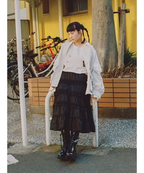 スカート フリルティアードスカートの画像