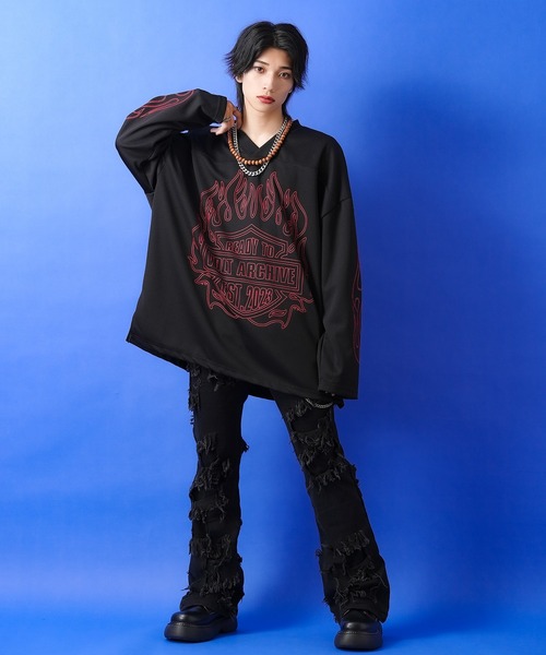 nqrse 歌い手 ankoROCK カットソー ankoROCK 「VOLT」長袖Tシャツ ONESIZE ブラック メンズ : ZOZOTOWN
