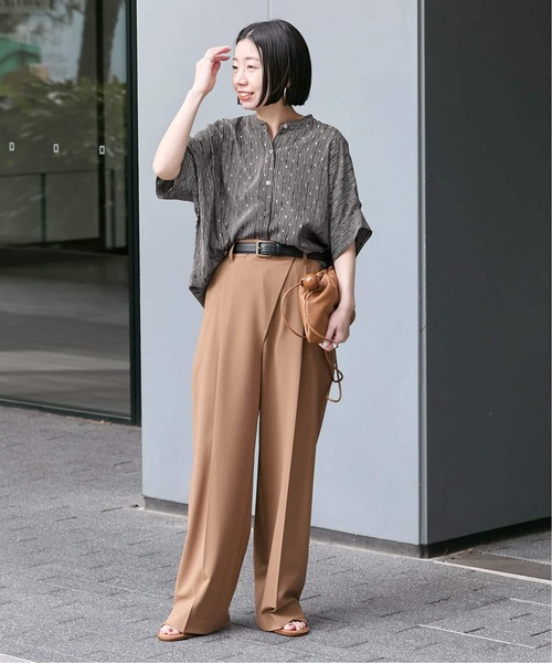 ブラウス シャツ 「追加」DEVEAUX GOLDラメモノトーンシャツ レディースの画像
