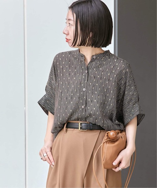 ブラウス シャツ 「追加」DEVEAUX GOLDラメモノトーンシャツ レディースの画像