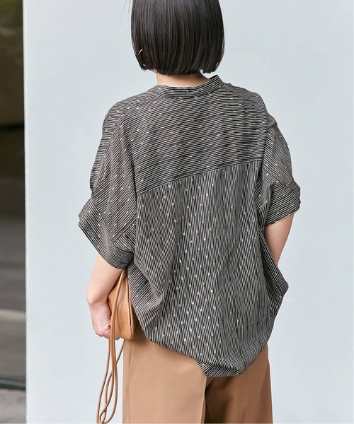 ブラウス シャツ 「追加」DEVEAUX GOLDラメモノトーンシャツ レディースの画像