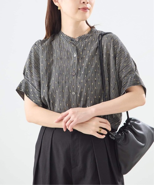 ブラウス シャツ 「追加」DEVEAUX GOLDラメモノトーンシャツ レディースの画像