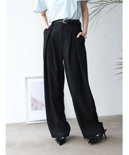 【ブリーフィング】新品タグ付 ストレッチパンツ ブラック XS レディース fifth（フィフス） ワイドパンツ パンツ ポケット付きタックパンツ
