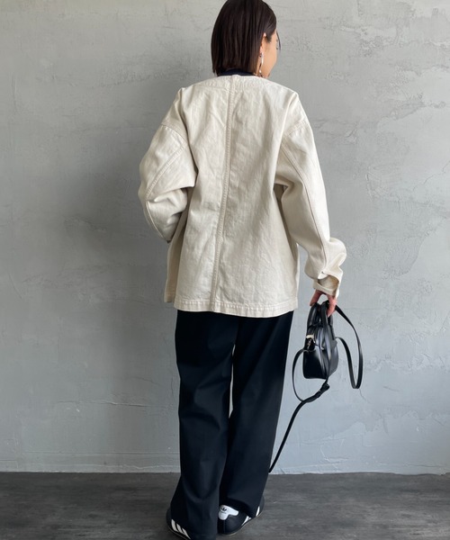 ★未使用品★　DANTON ダントン コットン　ノーカラージャケット Danton（ダントン） ノーカラージャケット 40 アイボリー レディース