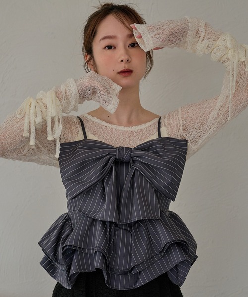 mideal（マイディール） キャミソール ribbon frill peplum bustier