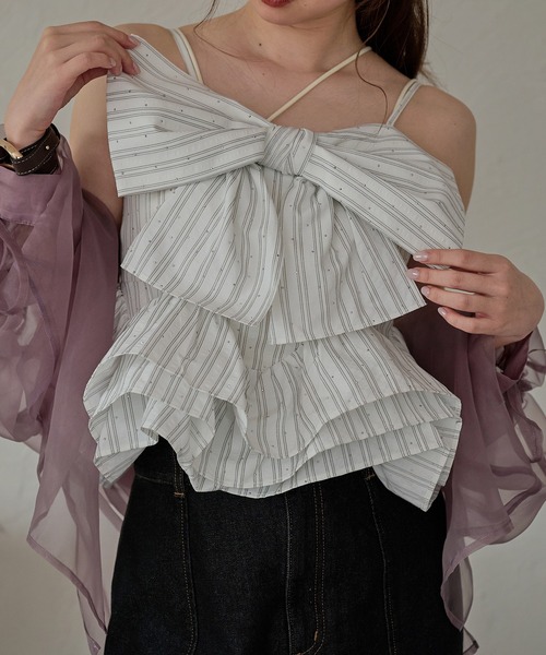mideal（マイディール） キャミソール ribbon frill peplum bustier