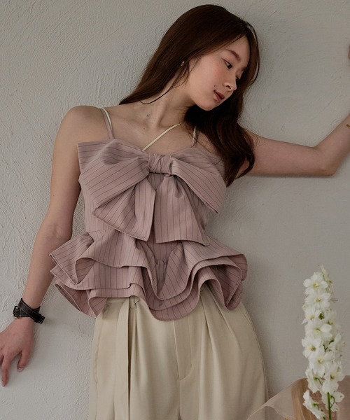 mideal（マイディール） キャミソール ribbon frill peplum bustier