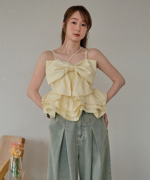 mideal（マイディール） キャミソール ribbon frill peplum bustier