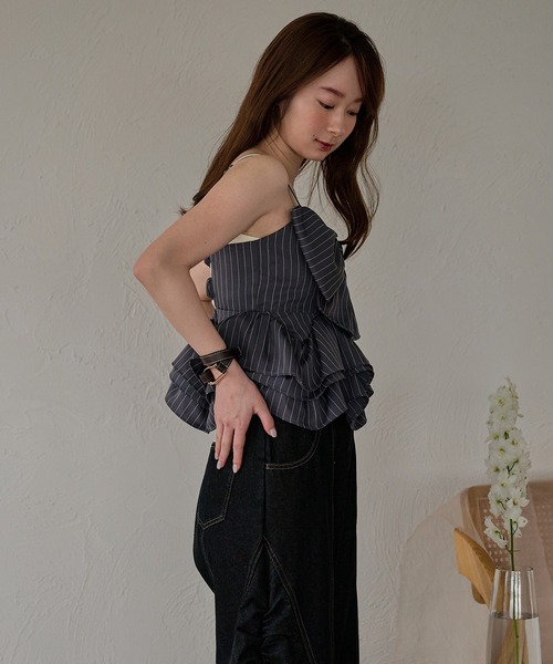 mideal（マイディール） キャミソール ribbon frill peplum bustier