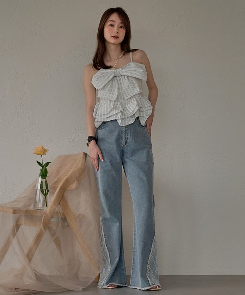 mideal（マイディール） キャミソール ribbon frill peplum bustier