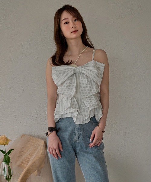 mideal（マイディール） キャミソール ribbon frill peplum bustier