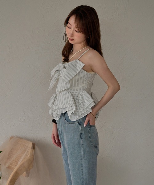 mideal（マイディール） キャミソール ribbon frill peplum bustier