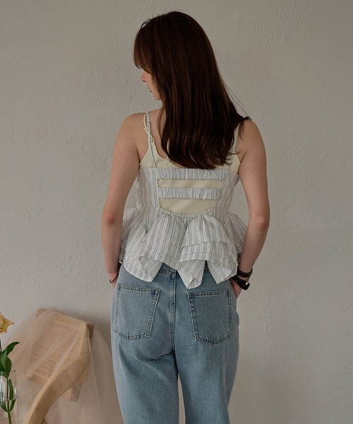 mideal（マイディール） キャミソール ribbon frill peplum bustier