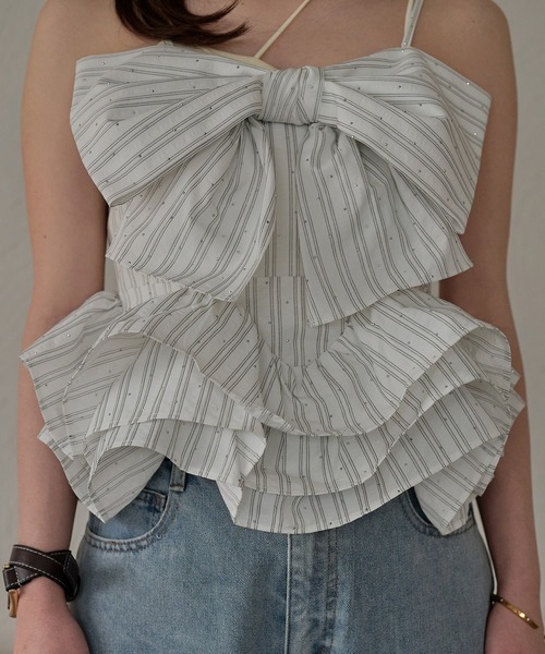 mideal（マイディール） キャミソール ribbon frill peplum bustier