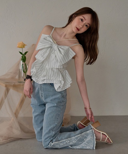 mideal（マイディール） キャミソール ribbon frill peplum bustier