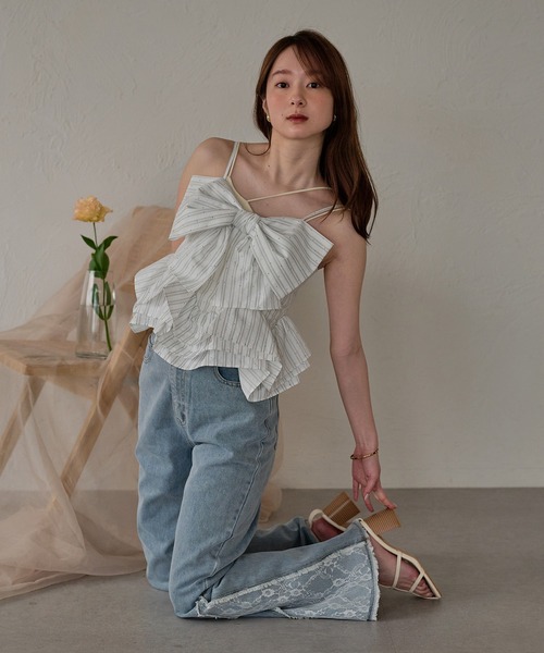 Fano Studios リボンデザイン ペプラムキャミソール ビスチェ mideal（マイディール） キャミソール ribbon frill peplum bustier