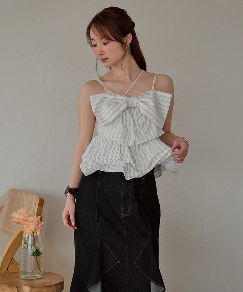 mideal（マイディール） キャミソール ribbon frill peplum bustier