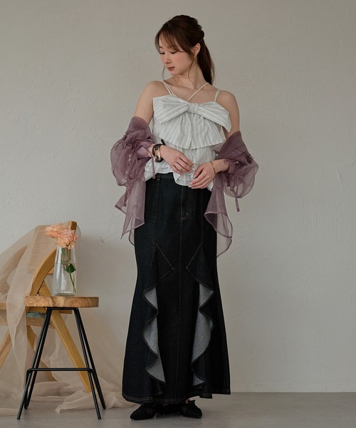 mideal（マイディール） キャミソール ribbon frill peplum bustier