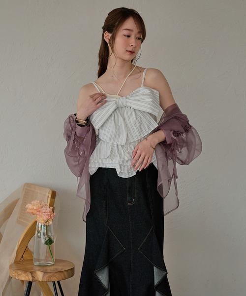 Fano Studios リボンデザイン ペプラムキャミソール ビスチェ mideal（マイディール） キャミソール ribbon frill peplum bustier