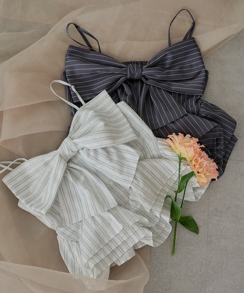mideal（マイディール） キャミソール ribbon frill peplum bustier
