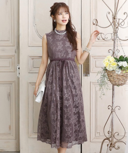 「PourVous」 ノースリーブワンピース M ブルーグレー レディース_画像3